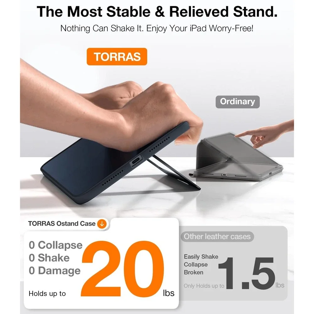 TORRAS Ostand K1 Guardian iPad Mini 7th 6th Gen Case Dual Stand Black A17 Pro